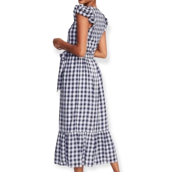 Old Navy Ruffle-Sleeve Gingham Waist-defined Tie Waist Midi Dress Size L - Picture 5 of 11